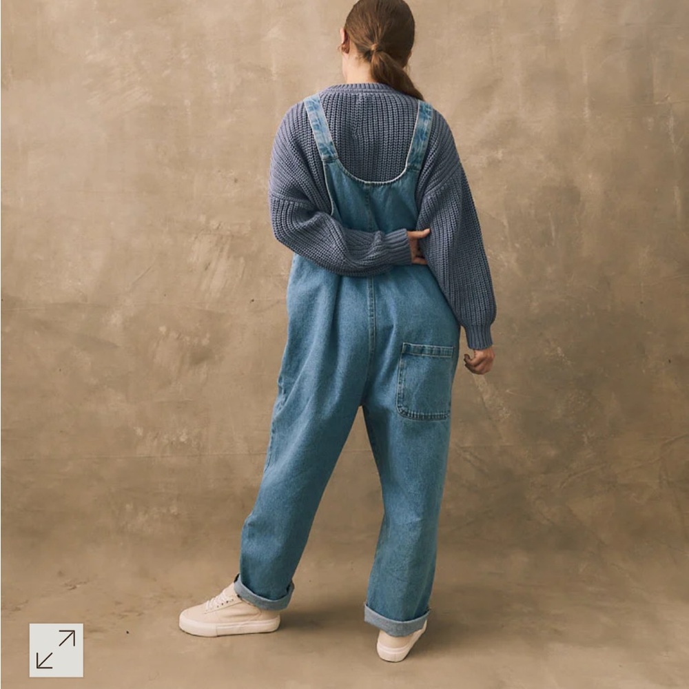 Oversized Blue Denim Dungaree Overalls - Picture 2 of 7